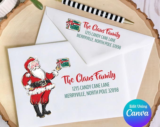 Editable Christmas Envelope Template For Canva | Santa's Gift