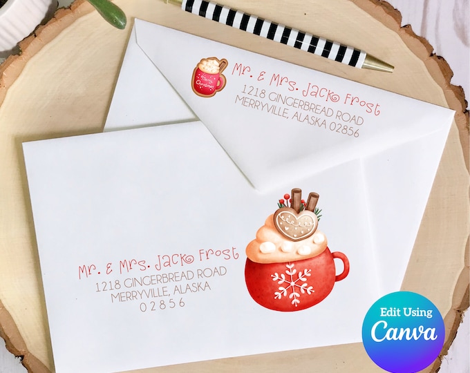 Christmas Digital Envelope Template for Canva | Cocoa