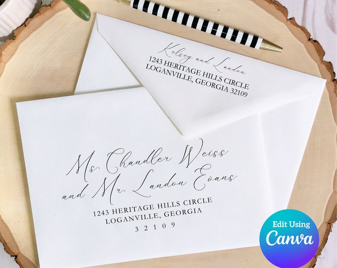 Editable Wedding Envelope Template | Canva Envelope Template | DIY Envelopes | Printable Envelope | Envelope Addressing | Digital Download