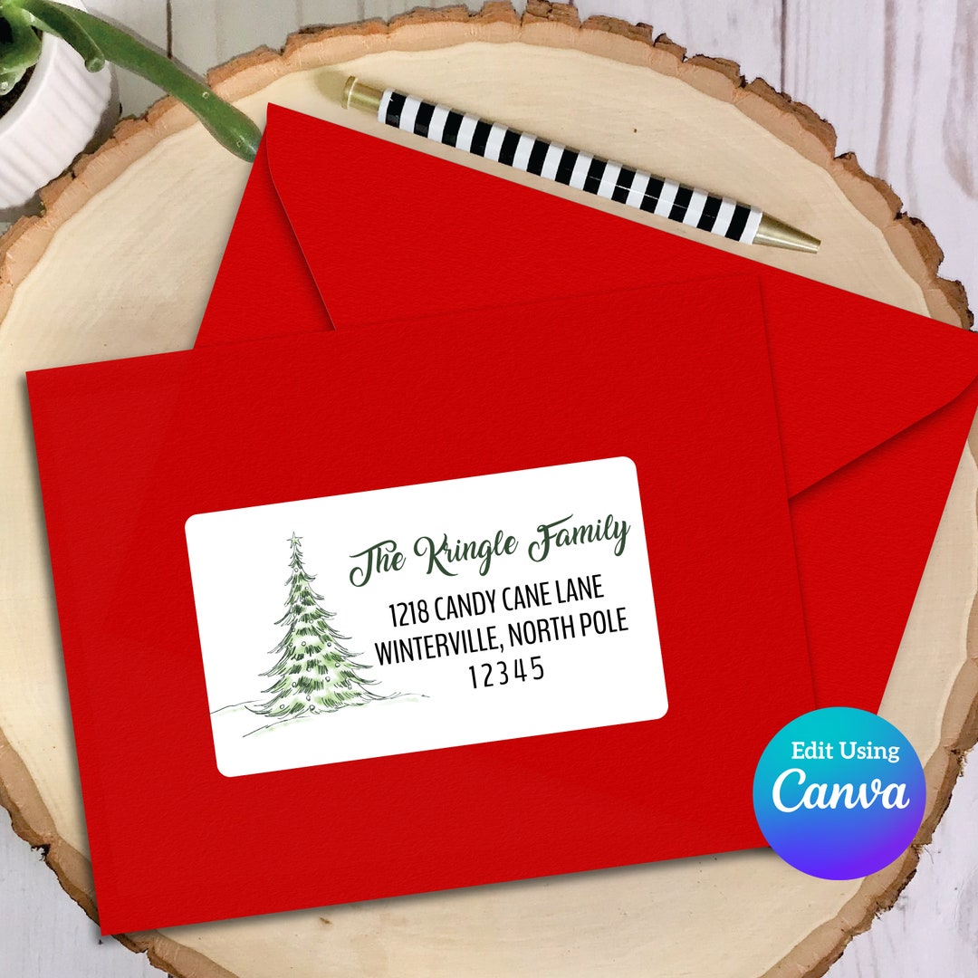 EDITABLE Christmas ADDRESS LABEL Template Envelope Addressing Christmas