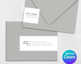 Printable Wrap Around Address Label Template | Canva Template | Return Address Sticker | Editable Address Labels | Great for DIY Invitations