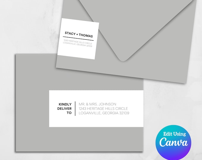 Printable Wrap Around Address Label Template | Canva Template | Return Address Sticker | Editable Address Labels | Great for DIY Invitations