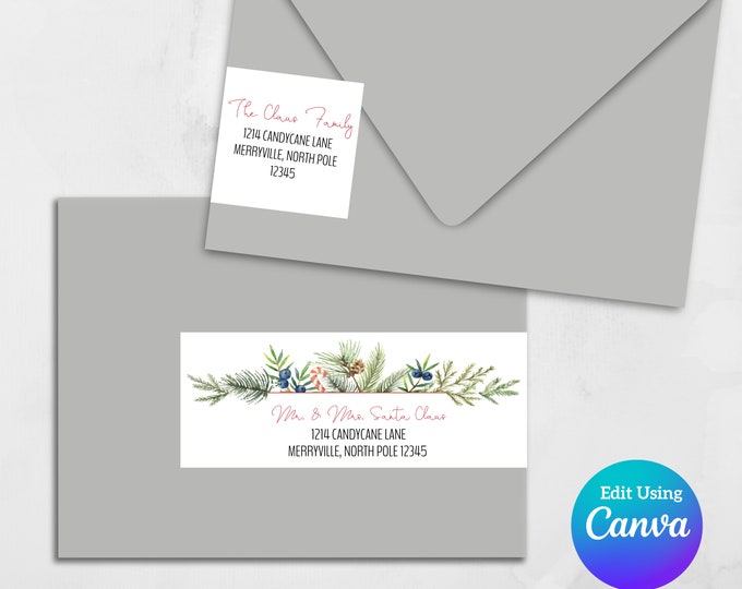 Printable Wrap Around Address Label Template | Canva Template | Return Address Sticker | Editable Address Labels | Great for DIY Invitations