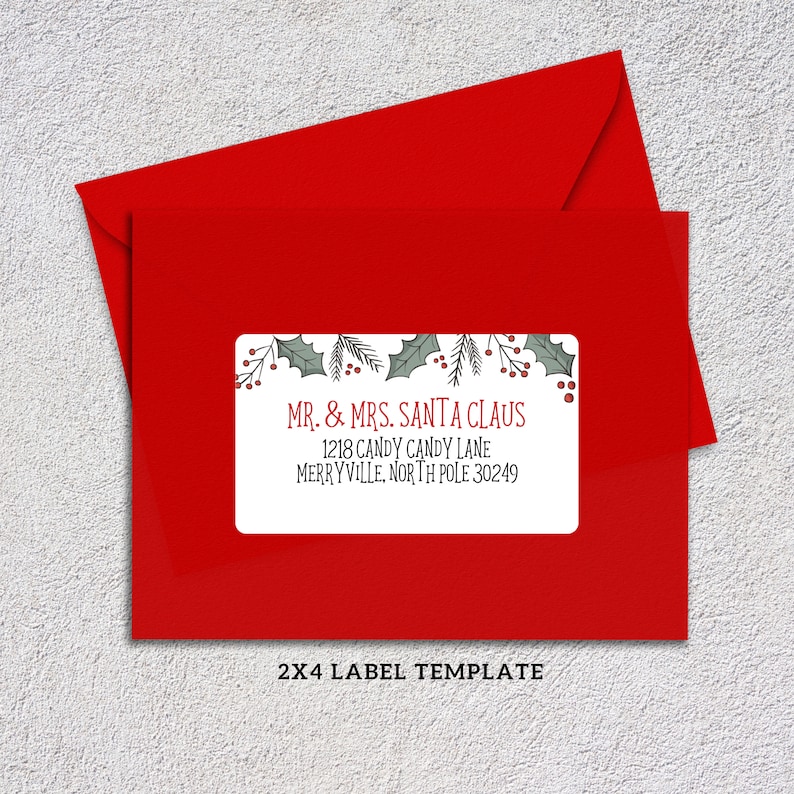 EDITABLE Christmas ADDRESS LABEL Template Envelope Addressing Christmas