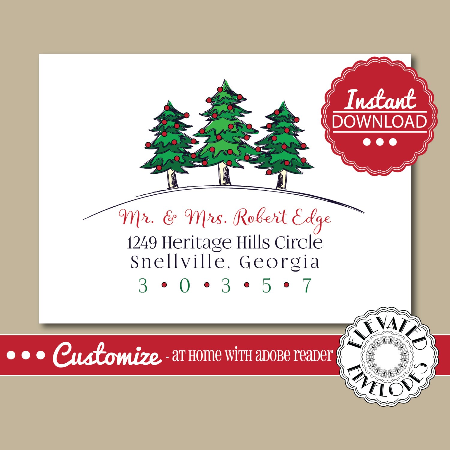 EDITABLE Christmas ENVELOPE TemplateChristmas Envelope | Etsy