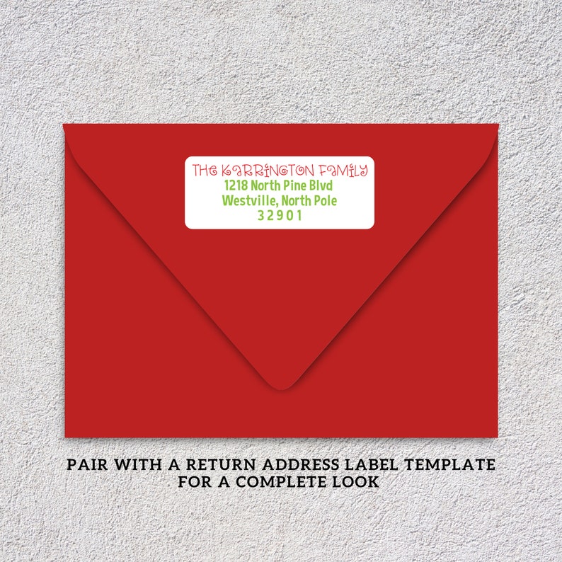 EDITABLE Christmas ADDRESS LABEL Template Envelope Addressing Christmas