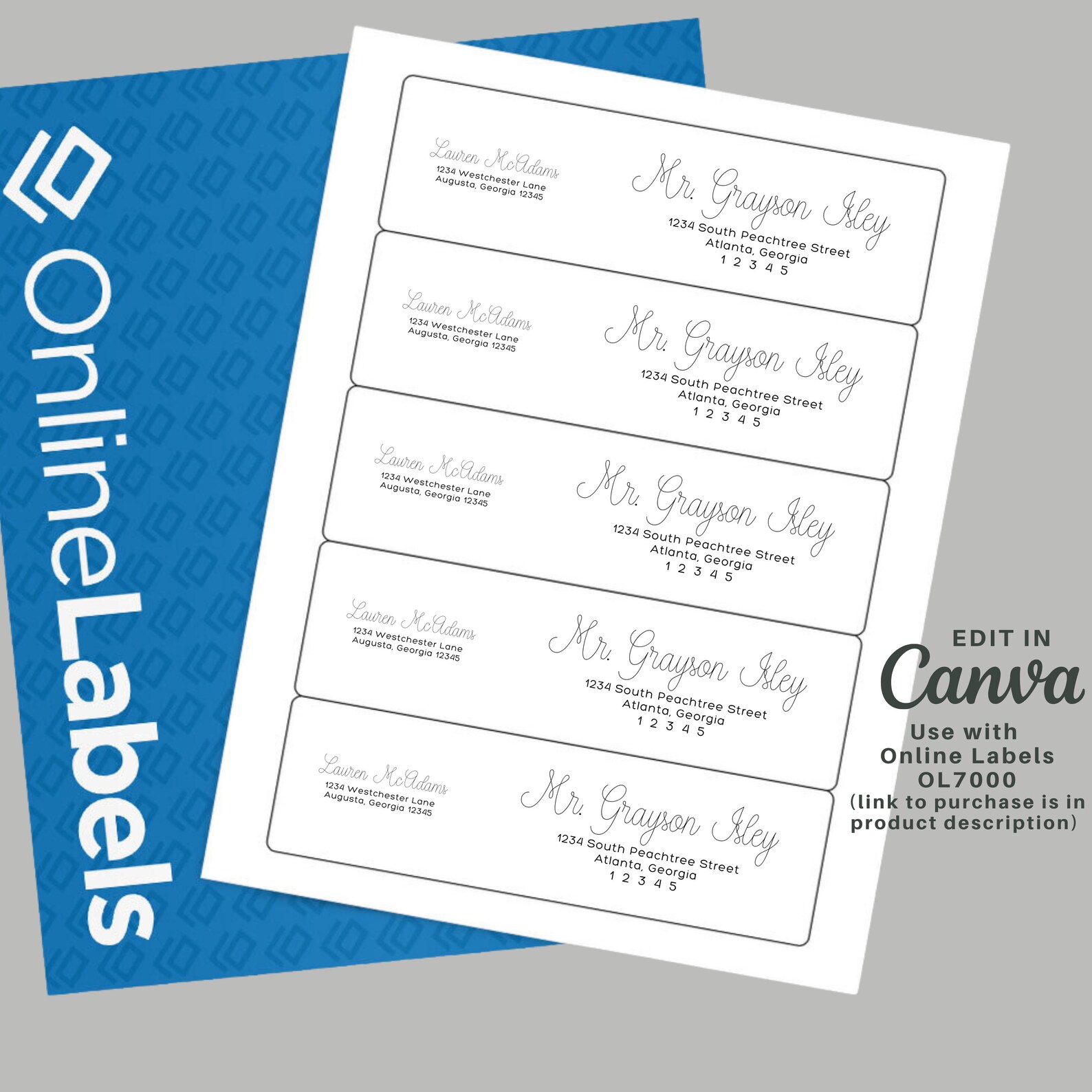 Printable Wrap Around Address Label Template for Canva | Wedding ...