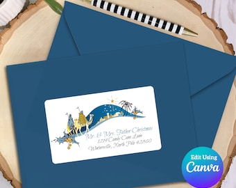 Editable Christmas Address Label Template for Canva | Nativity