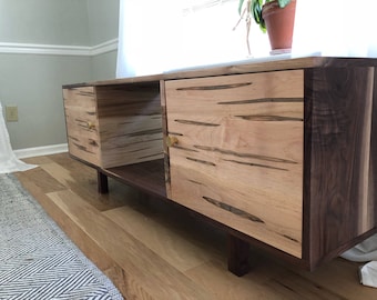 Walnut and Ambrosia Maple Credenza