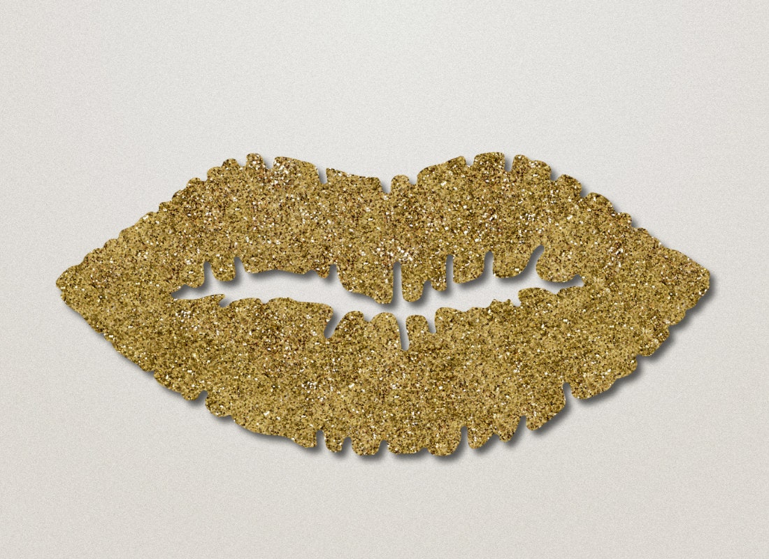 Gold Glitter Lips Wall Art Lip Shaped Beauty Room Decor Etsy