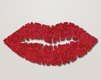 Red Glitter Lips Wall Art - Lip Shaped Beauty Room Decor - Makeup Bedroom Decoration - Salon Wall Hanging - by GlamTech