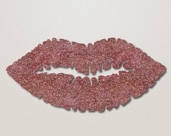 Rose Gold Glitter Lips Wall Art - Lip Shaped Beauty Room Decor - Makeup Bedroom Decoration - Salon Wall Hanging - by GlamTech