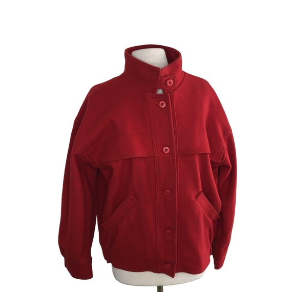 Woolrich Vtg 60s Women Red Coat Jacket Virgin Wool Button Up Throat Latch Sz M