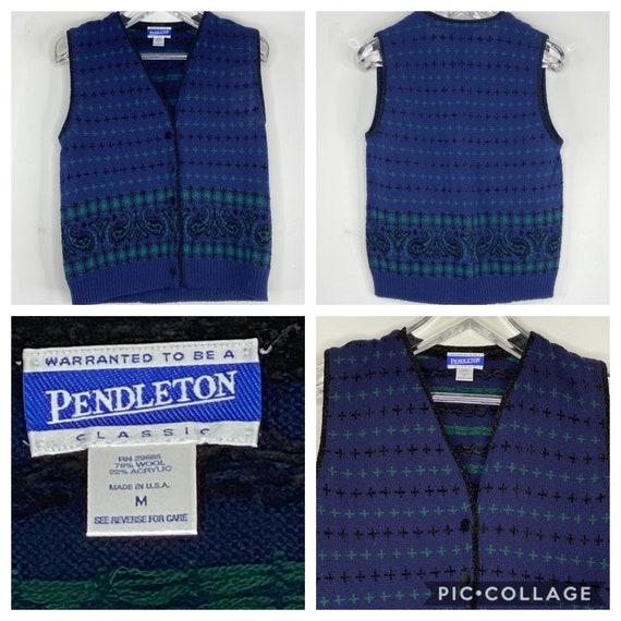 Veste Femme Pendleton 100% Laine Verte – Taille M, Boutonnée, Courte