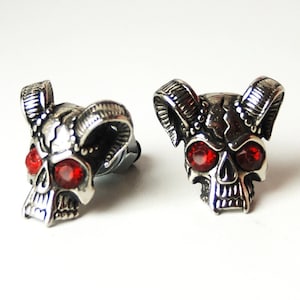 Devil Skull License Plate bolts for motorcycle,custom tag screw,handmade biker gift,Red Eye Demon,Satan for chopper,Harley Davidson,skullout