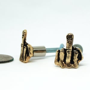 Gold middle finger,flip off,Door Drawer, Cabinet, Wardrobe,Pull, Knob,tool box,handle,motorcycle,chopper, hanger,custom