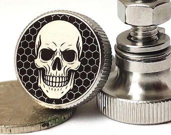 Skull Motorcycle knurled License Plate Bolts – Biker Screws M6