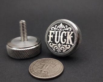 Ornate F*ck Seat Bolt for Harley – Engraved Motorcycle Seat Screw, Profanity Biker Gift, Mature Humor 1/4-20 Bolt