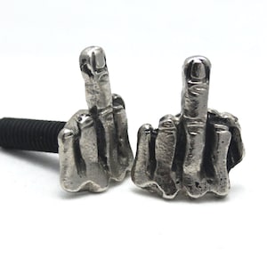 2 metal License plate custom bolts,middle finger,flip off,screw,windshield screw,biker gift,motorcycle,chopper,badass,truck,hotrod,atv