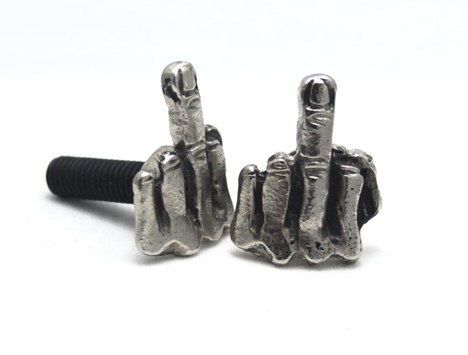 2 metal License plate custom bolts,middle finger,flip off,screw,windshield screw,biker gift,motorcycle,chopper,badass,bobber,motorbike,bike