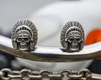 Bulloni per moto con teschio di capo indiano, cornice portatarga con viti native americane, regalo per motociclisti, Apache