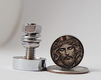 Christian Motorcycle Plate Bolts Jesus Design, Custom Engraved Bike Tag Screws, Unique Biker Gift Set