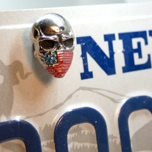 motorcycle License plate skull bolts,Patriotic and veteran screw for number tag plate American flag
