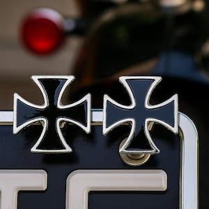 Tinnen Maltezer kruis motorfietsbouten, bevestigingsmiddelen kentekenplaat, motorcadeau afbeelding 1