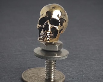Gold Silver Skull Seat Bolt for Harley Davidson Custom Screw - 1/4-20 Threaded