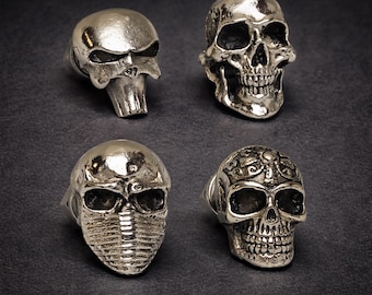 Skull License Plate Bolts – Biker Gift for Husband Boyfriend, MC Rider Custom Motorcycle Bolt Caps, 1 2 or 4 Piece Bundle