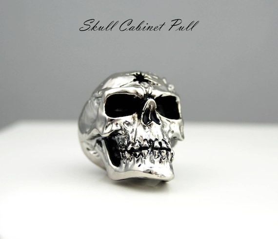Chrome Skull Knob Handle Door Drawer Cabinet Wardrobe Chrome Skull Knob Handle Door Drawer, Skull Cabinet Knobs