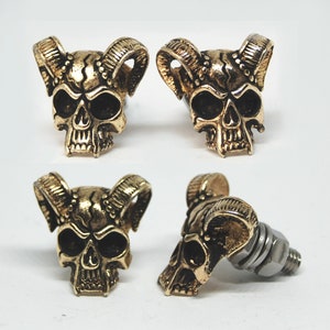 Motorcycle License plate bolts, Skull screw, motorcyclist gift, gold Demon, horn,devil,