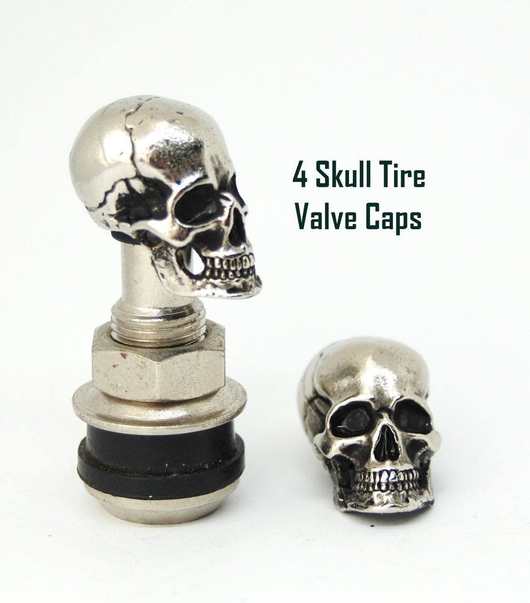 Set of 4 Skull Valve Caps,for Schrader,dust Cover,tire,bicycle,good for