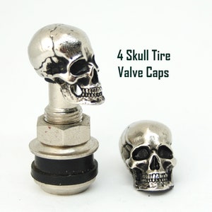 set of 4 skull valve caps,for Schrader,dust cover,tire,bicycle,good for motorcycle,chopper,bike,car,hot rod,truck,atv,hotrod ...
