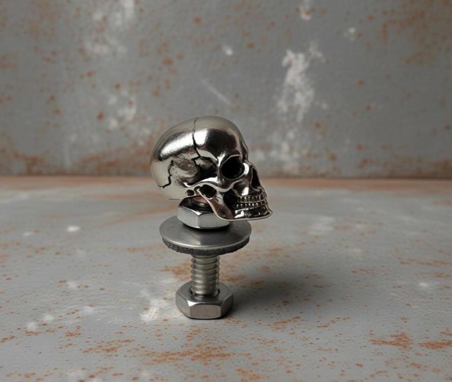 BawdyPartz Skull Seat Bolt For Harley Davidson - 1/4-28 X 3/4, Made In USA, 34SB