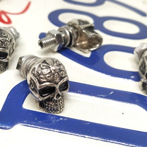 handmade motorcycle License plate frame custom bolts,tribal skulls,windshield screws,skull, aztec,man gift, chopper biker,harley,