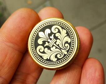 Royal Gold Baroque Cabinet Knob, Ornate Black Gold Drawer Pull, Floral Furniture Hardware