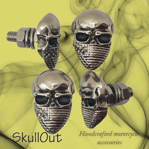 Skull License Plate Bolts for Harley Davidson and all motorcycles, Frames tags screws, Ideal Gift for Bikers