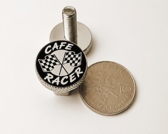 Knurled Cafe Racer License Plate Bolts – Checkered Flag Motorcycle Tag Screws