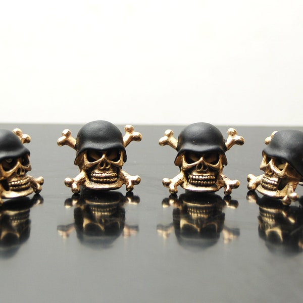 4pcs. License plate,custom bolts,windshield screw,biker,gift,skull,crossbones,black,gold,helmet,motorcycle,chopper,badass,bobber,motorbike,