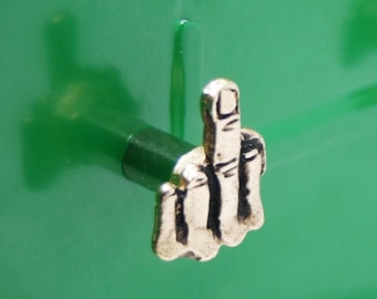 Gold Middle Finger Cabinet Knob, Pewter Drawer Pull