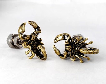 Brass Scorpion License Plate Bolts, M6 Motorcycle Plate Screws, Set of 2