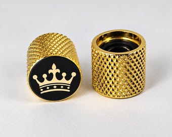 Crown Engraved Guitar Knob Chrome 6mm 18 Spline Split Shaft Bass Electric Knobs