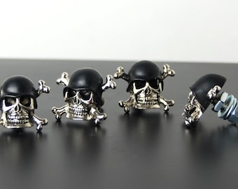 4 pezzi. Targa, bulloni personalizzati, vite per parabrezza, motociclista, regalo, teschio, ossa incrociate, nero, casco, motocicletta, chopper, tosto, bobber, motocicletta, bici