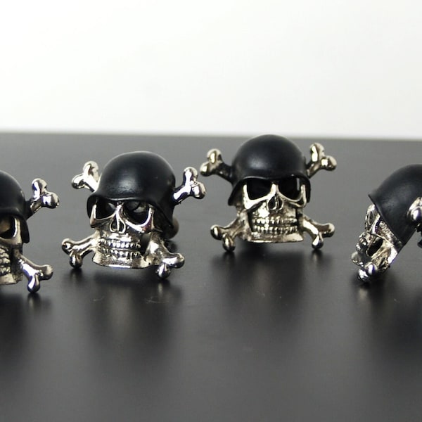 4pcs. License plate,custom bolts,windshield screw,biker,gift,skull,crossbones,black,helmet,motorcycle,chopper,badass,bobber,motorbike,bike