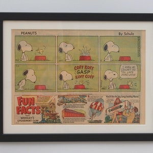 Peanuts by Schultz  1970&#39;s  Snoopy , Charlie Brown . Original Comic Framed , Perfect Birthday , Christmas Gift. Choose your Favourite Comic