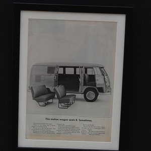 Volkswagen Kombi . Volkswagen Station Wagon .  Mounted Framed Perfect Birthday Christmas Gift 1960 Original Advert