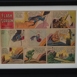 Flash Gordon Original Comic Mounted Framed Perfect Birthday Christmas Gift by Mac Raboy Dated 27th May 1956