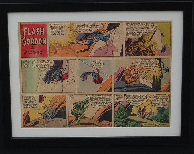 Flash Gordon Original Comic Mounted Framed Perfect Birthday Christmas Gift by Mac Raboy Dated 27th May 1956