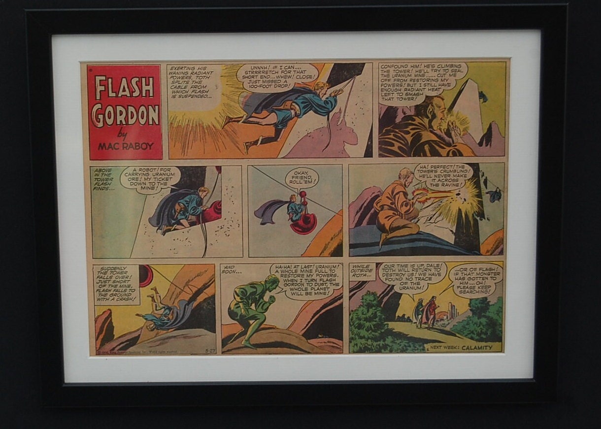 Flash Gordon Original Comic Mounted Framed Perfect Birthday Christmas Gift by Mac Raboy Dated 27th May 1956